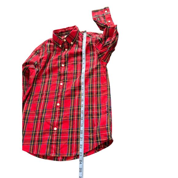 J.Crew Crewcuts Boys Shirt Red Tartan Plaid Holiday Long Sleeve Button Down 12 - Picture 11 of 11